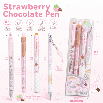 ROSYPOSY Strawberry Chocolate Melody Gel Pen Set by ROSYPOSY - aesthetic stationery and journaling supplies at Lumiyear