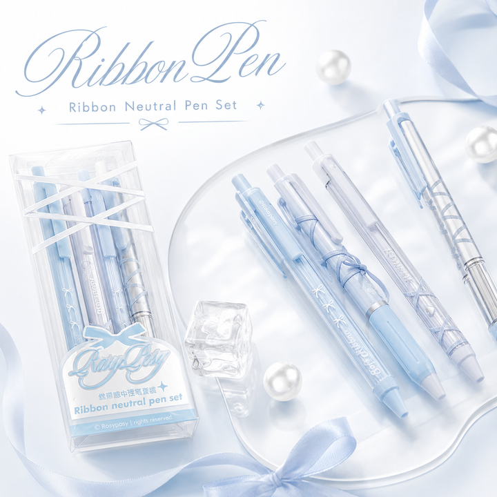 ROSYPOSY DIY Bow Ribbon Gel Pen Set by ROSYPOSY - aesthetic stationery and journaling supplies at Lumiyear