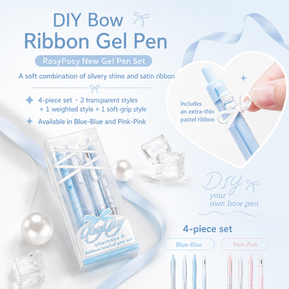 ROSYPOSY DIY Bow Ribbon Gel Pen Set by ROSYPOSY - aesthetic stationery and journaling supplies at Lumiyear