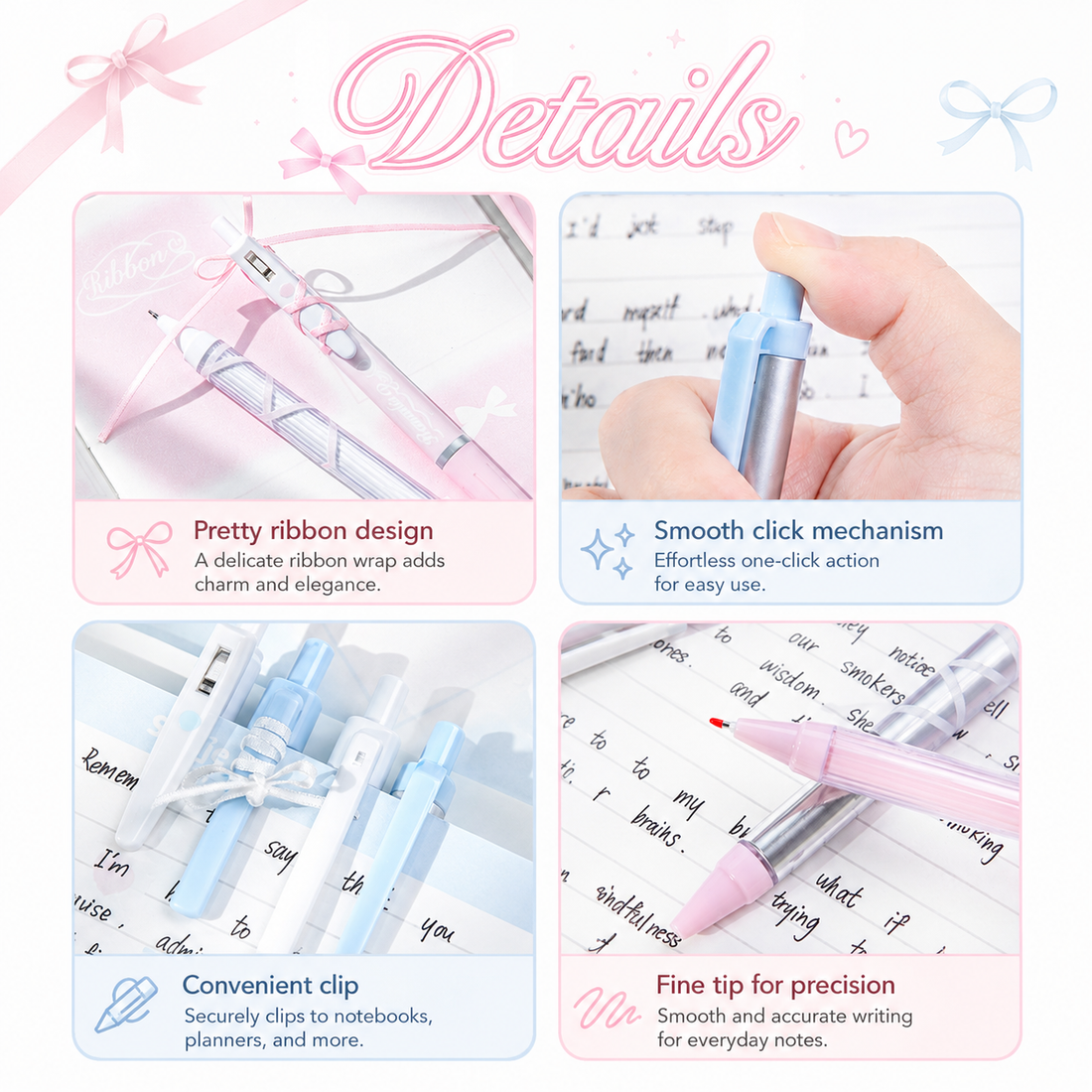 ROSYPOSY DIY Bow Ribbon Gel Pen Set