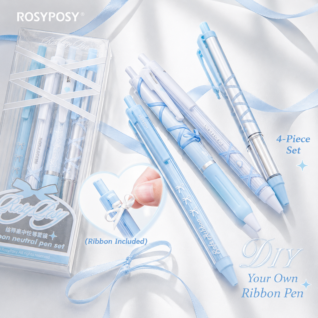 ROSYPOSY DIY Bow Ribbon Gel Pen Set