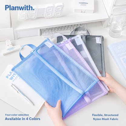 Planwith A4 Double Pocket Mesh File Bag by Planwith - aesthetic stationery and journaling supplies at Lumiyear