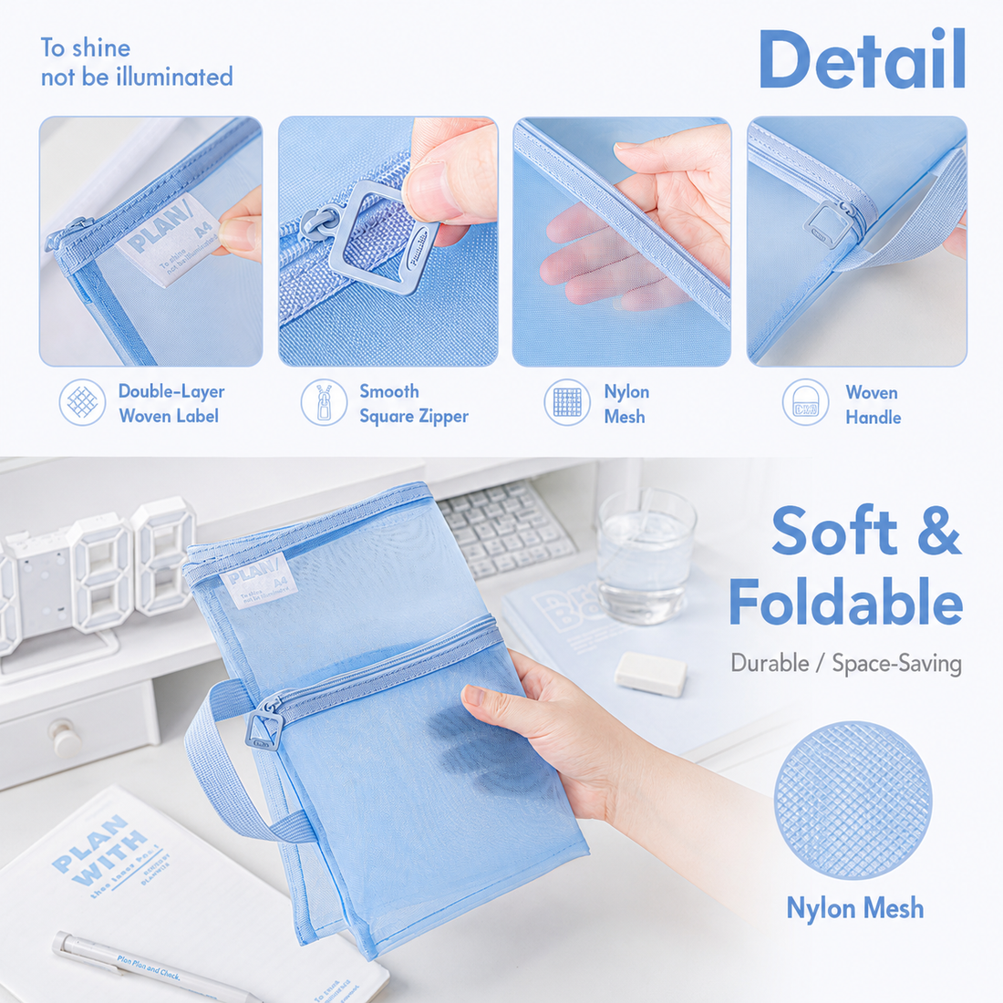 Planwith A4 Double Pocket Mesh File Bag by Planwith - aesthetic stationery and journaling supplies at Lumiyear