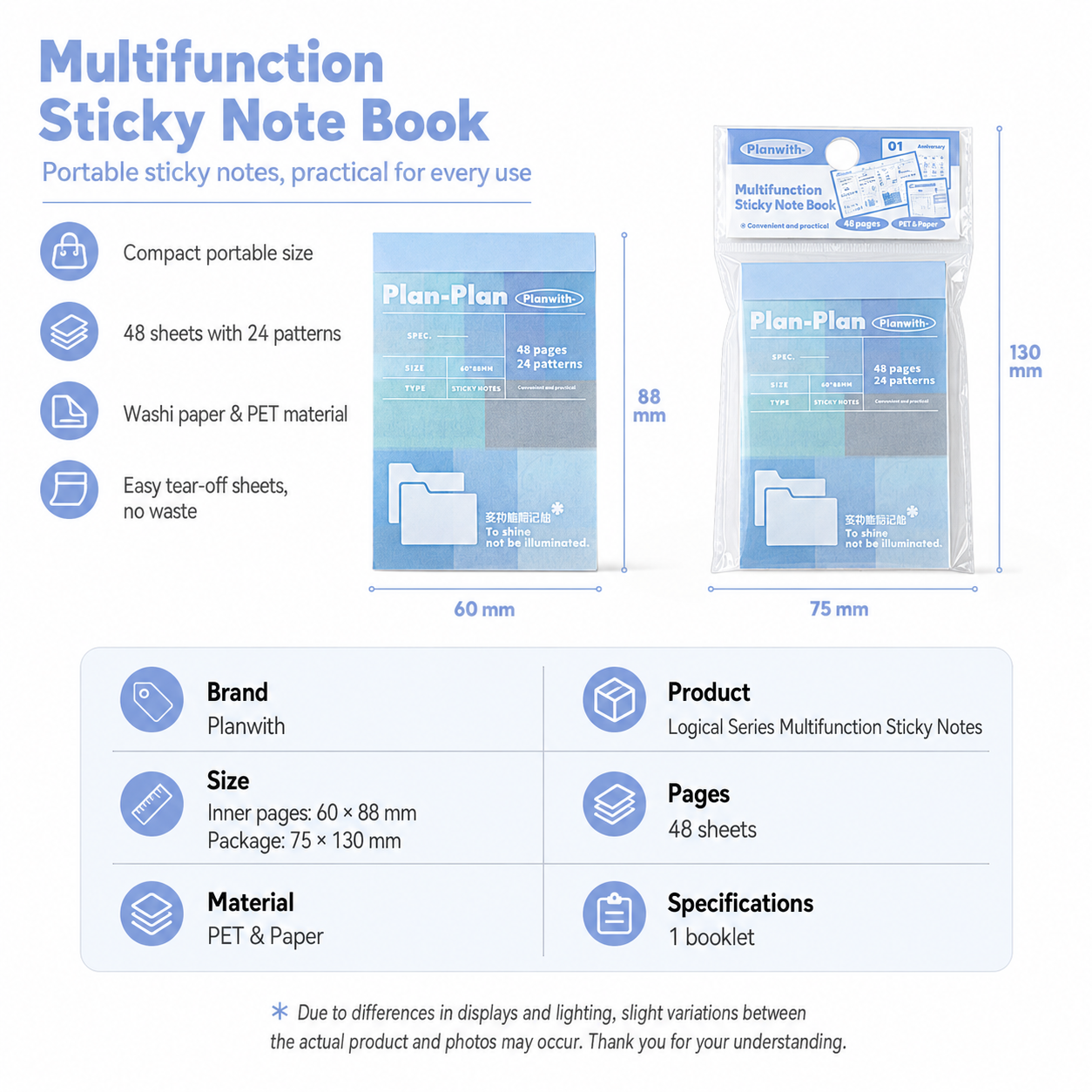 Planwith Multi-Functional Mark Sticky Note Book