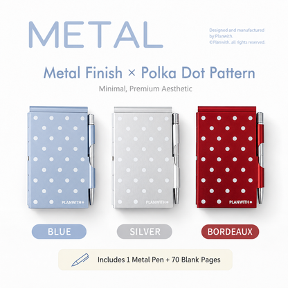 Planwith Pocket Metal Memo Pad Set with Twist Pen by Planwith - aesthetic stationery and journaling supplies at Lumiyear