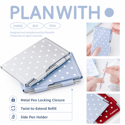 Planwith Pocket Metal Memo Pad Set with Twist Pen
