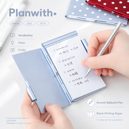 Planwith Pocket Metal Memo Pad Set with Twist Pen
