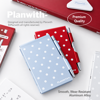 Planwith Pocket Metal Memo Pad Set with Twist Pen