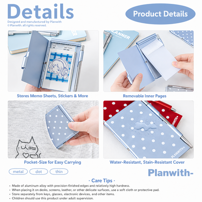 Planwith Pocket Metal Memo Pad Set with Twist Pen