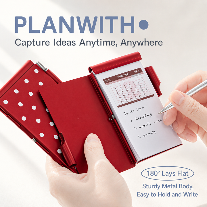 Planwith Pocket Metal Memo Pad Set with Twist Pen by Planwith - aesthetic stationery and journaling supplies at Lumiyear