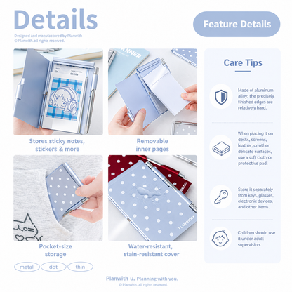 Planwith Pocket Metal Memo Pad Set with Twist Pen