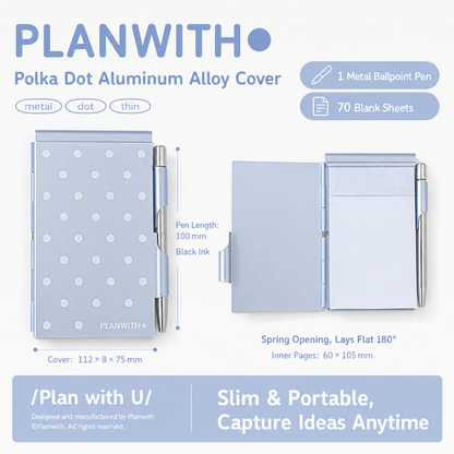 Planwith Pocket Metal Memo Pad Set with Twist Pen by Planwith - aesthetic stationery and journaling supplies at Lumiyear