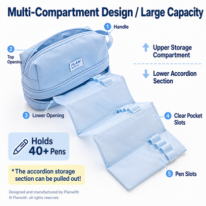 Planwith Expansion 2.0 Accordion Pull-Out Pencil Pouch by Planwith - aesthetic stationery and journaling supplies at Lumiyear