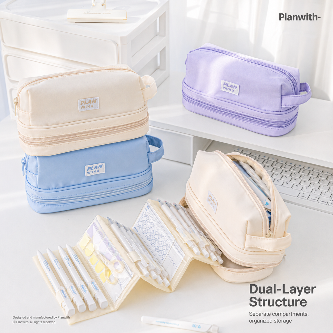 Planwith Expansion 2.0 Accordion Pull-Out Pencil Pouch by Planwith - aesthetic stationery and journaling supplies at Lumiyear