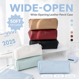 Planwith Soft PU Leather Pencil Case with Dual Zippers