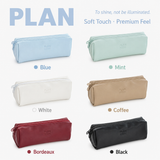 Planwith Soft PU Leather Pencil Case with Dual Zippers