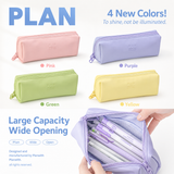 Planwith Soft PU Leather Pencil Case with Dual Zippers
