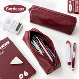 Planwith Soft PU Leather Pencil Case with Dual Zippers