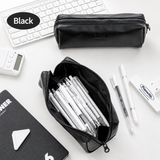 Planwith Soft PU Leather Pencil Case with Dual Zippers