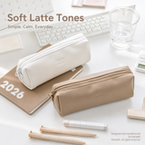 Planwith Soft PU Leather Pencil Case with Dual Zippers