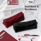 Planwith Soft PU Leather Pencil Case with Dual Zippers