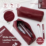 Planwith Soft PU Leather Pencil Case with Dual Zippers
