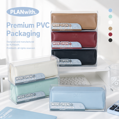 Planwith Soft PU Leather Pencil Case with Dual Zippers
