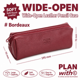 Planwith Soft PU Leather Pencil Case with Dual Zippers