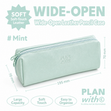 Planwith Soft PU Leather Pencil Case with Dual Zippers