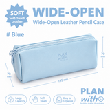 Planwith Soft PU Leather Pencil Case with Dual Zippers