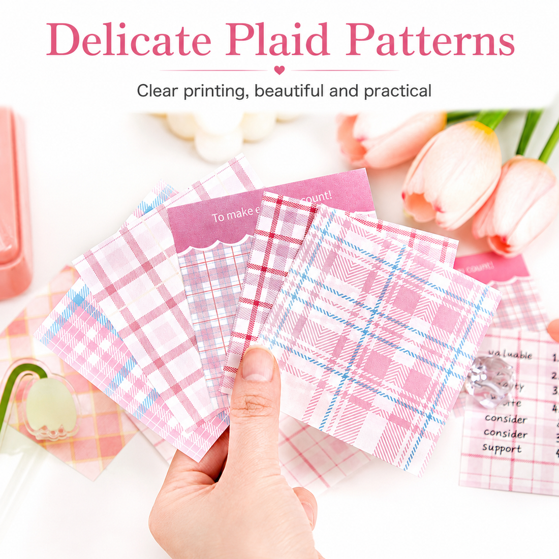 MISSTIME Vintage Plaid Series Sticky Notes Set