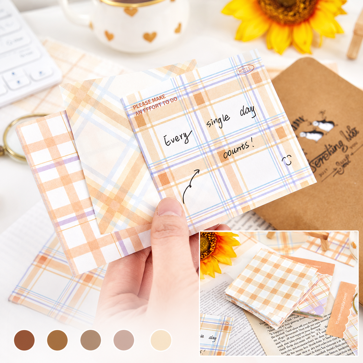 MISSTIME Vintage Plaid Series Sticky Notes Set