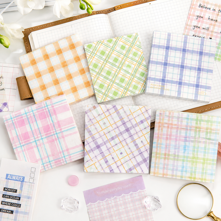 MISSTIME Vintage Plaid Series Sticky Notes Set by MISSTIME - aesthetic stationery and journaling supplies at Lumiyear
