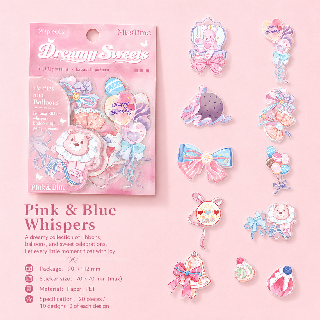 MISSTIME Dreamy Sweets Series PET Sticker Pack by MISSTIME - aesthetic stationery and journaling supplies at Lumiyear