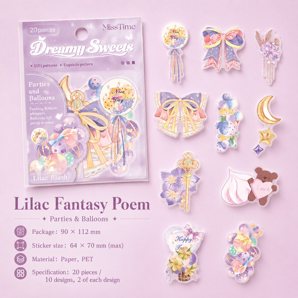 MISSTIME Dreamy Sweets Series PET Sticker Pack by MISSTIME - aesthetic stationery and journaling supplies at Lumiyear