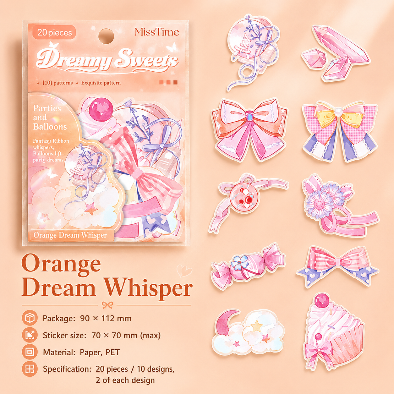 MISSTIME Dreamy Sweets Series PET Sticker Pack by MISSTIME - aesthetic stationery and journaling supplies at Lumiyear