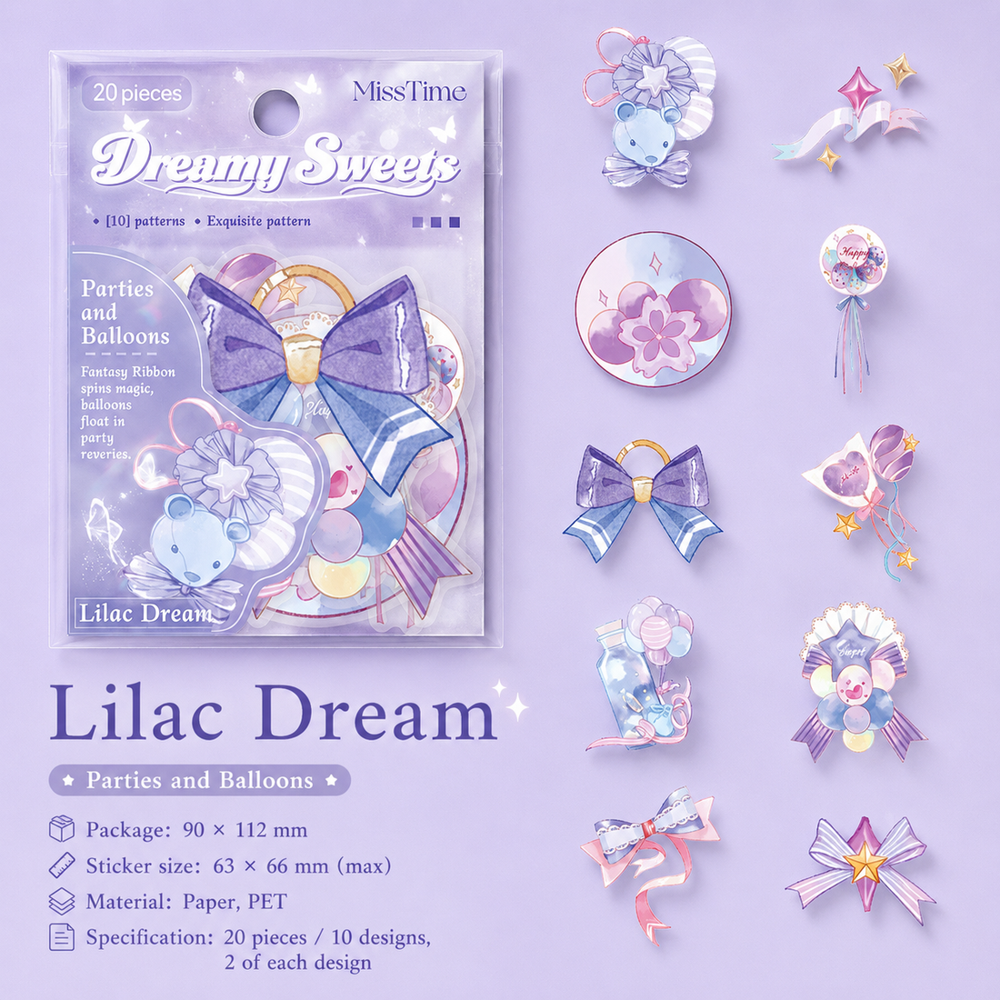 MISSTIME Dreamy Sweets Series PET Sticker Pack by MISSTIME - aesthetic stationery and journaling supplies at Lumiyear