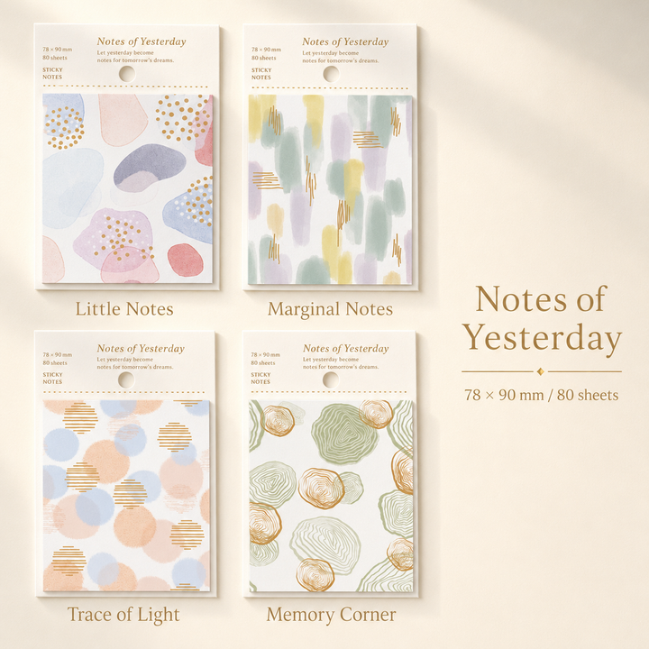 MISSTIME Vintage Gold Foil Watercolor Sticky Notes 4-Pad Set by MISSTIME - aesthetic stationery and journaling supplies at