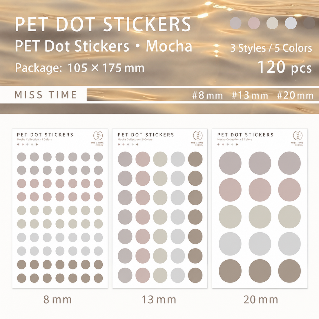 MISSTIME PET Dot Stickers Set (120 Pcs)