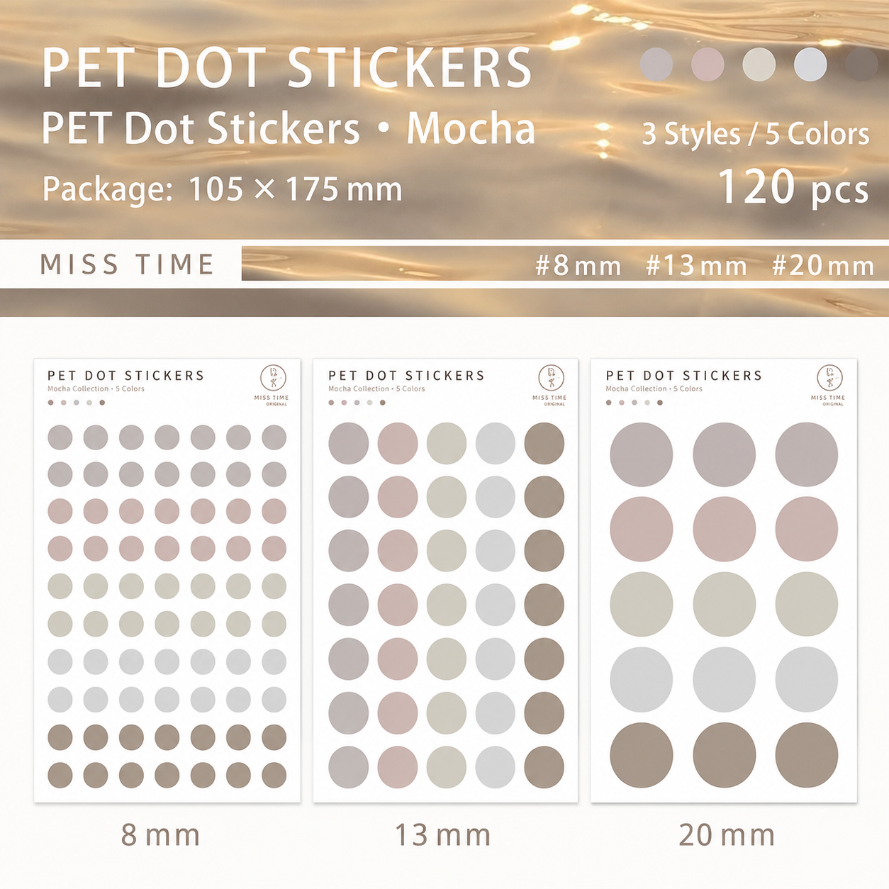 MISSTIME PET Dot Stickers Set (120 Pcs)