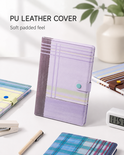"Plaid Series" B5 Snap-Closure PU Leather Notebook by inrik - aesthetic stationery and journaling supplies at Lumiyear
