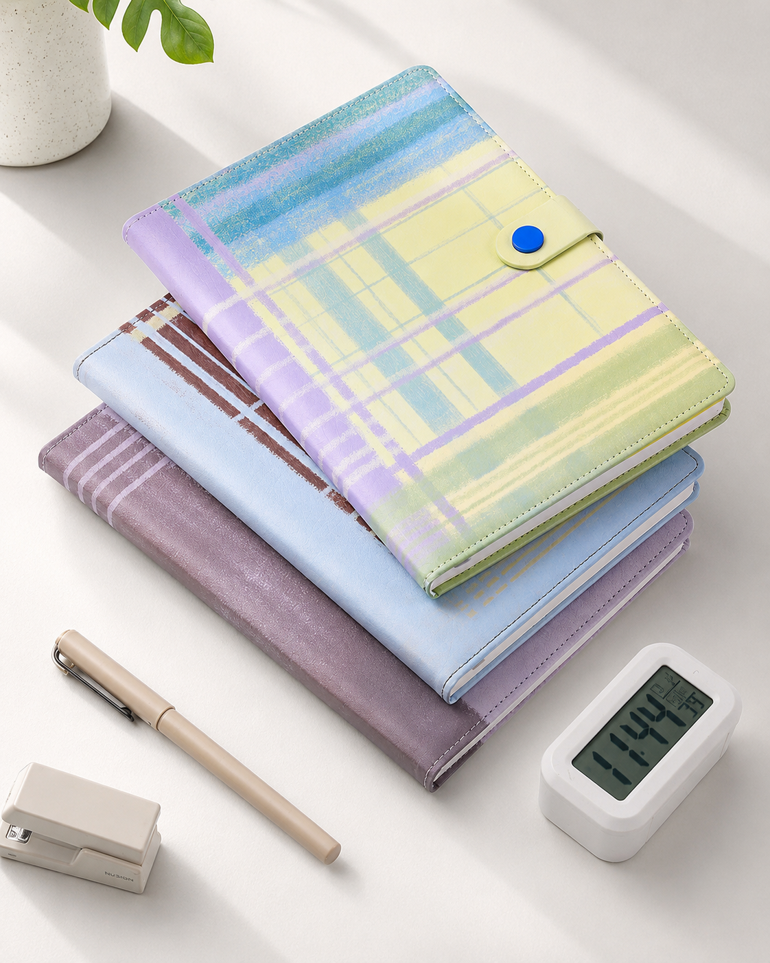 "Plaid Series" B5 Snap-Closure PU Leather Notebook
