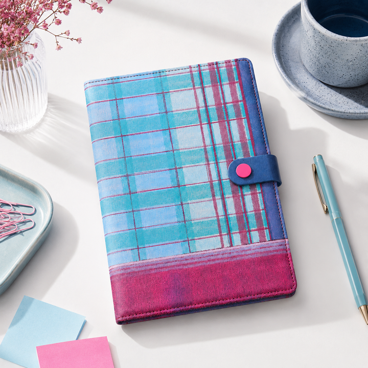 "Plaid Series" B5 Snap-Closure PU Leather Notebook