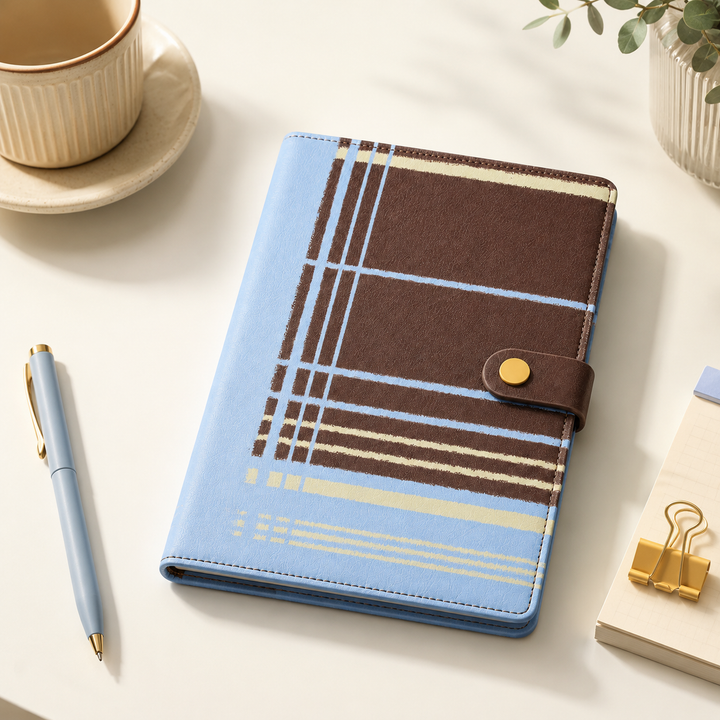 "Plaid Series" B5 Snap-Closure PU Leather Notebook