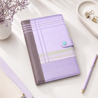 "Plaid Series" B5 Snap-Closure PU Leather Notebook