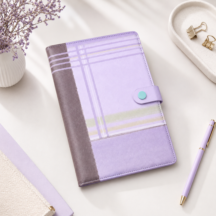 "Plaid Series" B5 Snap-Closure PU Leather Notebook