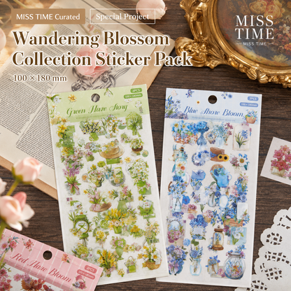 Wandering Blossom PET Floral Sticker Pack (3 Sheets)