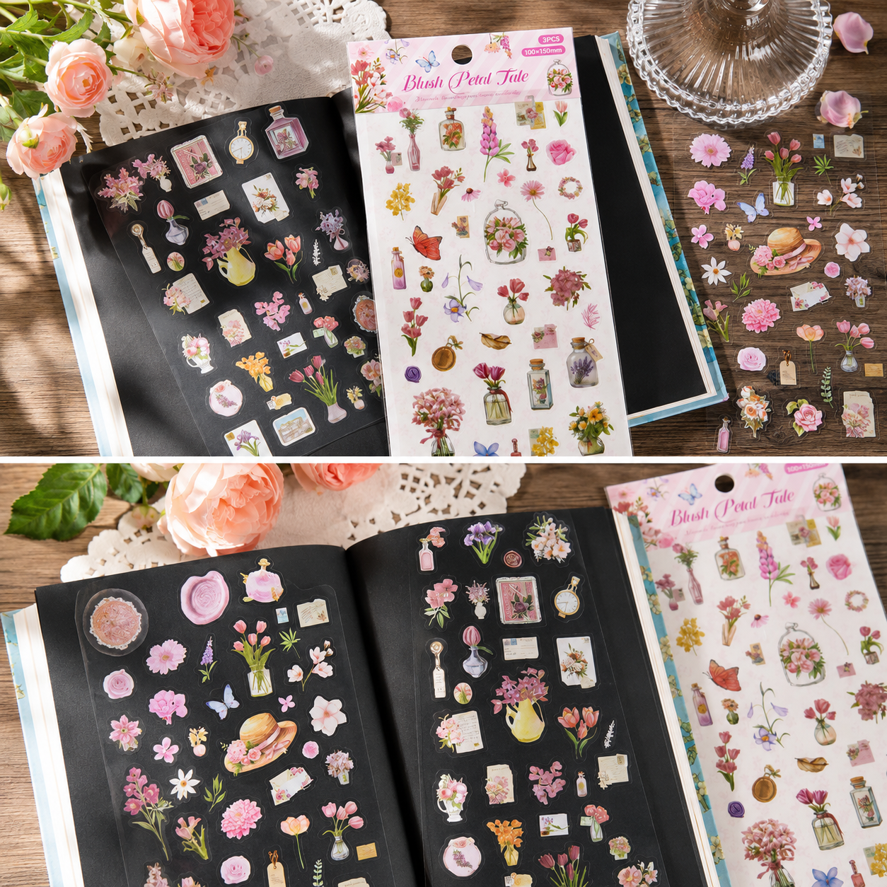 Wandering Blossom PET Floral Sticker Pack (3 Sheets)