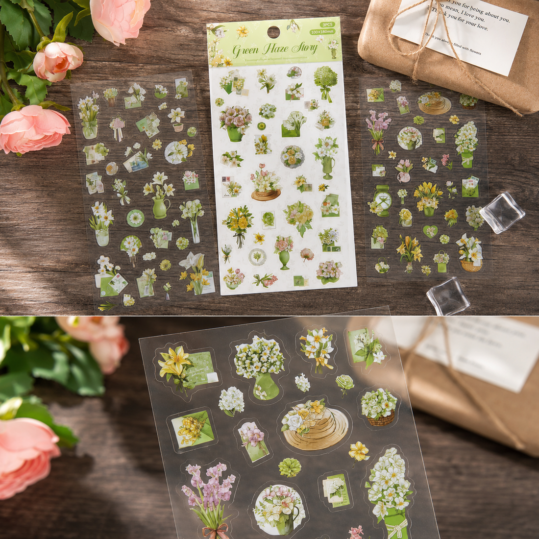Wandering Blossom PET Floral Sticker Pack (3 Sheets)