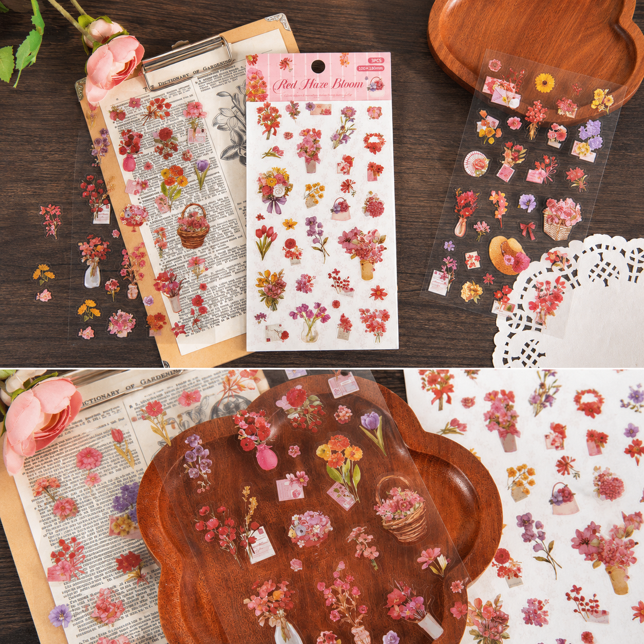 Wandering Blossom PET Floral Sticker Pack (3 Sheets)